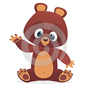 Funny bear character cartoon. Big collection of cartoon forest animals. Vector illustration.