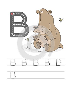 Funny bear with letters B