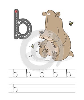 Funny bear and letters B