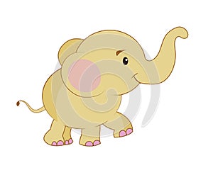 Funny beautiful African elephant illustration. Cartoon cute baby elefante. vector illustration