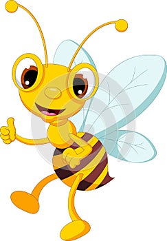 Funny bee cartoon thumb up