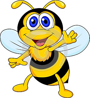 Funny bee cartoon waving