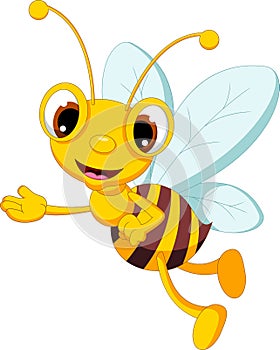 Funny bee cartoon waving