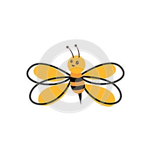 Funny bee style logo and vector icon