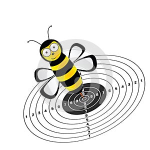 Funny bee and target vector illustration