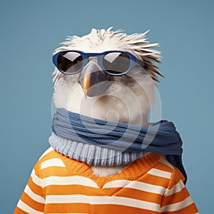 Funny Bird With Sunglasses And Striped Sweater