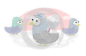 Funny birds. Cartoon character. Doves for animation or graphic design.