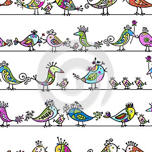 Funny birds, seamless pattern for your design
