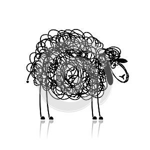 Funny black sheep, sketch photo