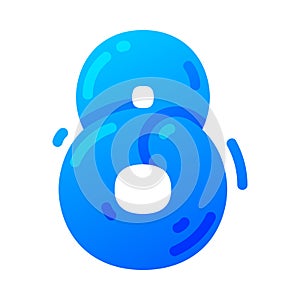 Funny Blue Balloon Number or Numeral Eight Vector Illustration