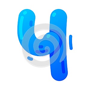 Funny Blue Balloon Number or Numeral Four Vector Illustration