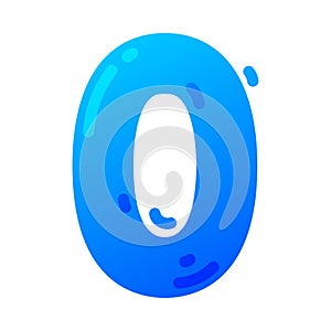 Funny Blue Balloon Number or Numeral Zero Vector Illustration