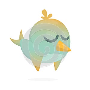 Funny blue bird cartoon. Vector illustration of forest blue bird isolated on white. Bird icon.