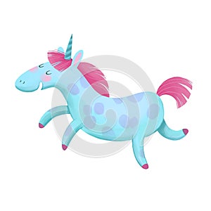 Funny Blue Unicorn fun jumps