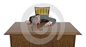 Funny Bored Sleeping on Job Businessman Isolated