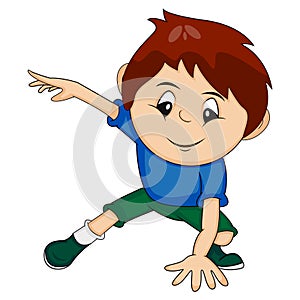 Funny boy with blue shirt and happy cartoon vector illustration