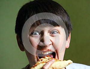 Funny Boy Eating Pizza