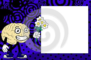 Funny brain character cartoon pictureframe background