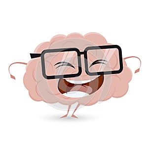 Funny brain with nerd glasses