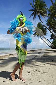 Funny Brazilian Soccer Fan on Beach