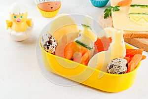 Funny breakfast or dinner for a child at Easter