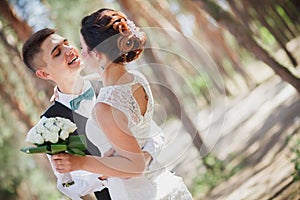 Funny bride and groom