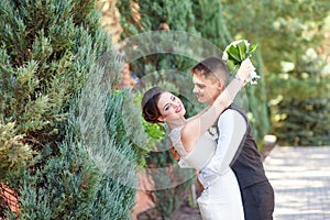 Funny bride and groom