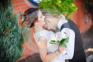 Funny bride and groom