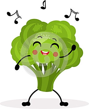 Funny broccoli mascot dancing to music