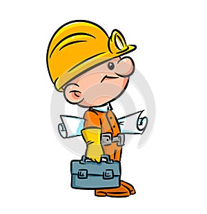 Funny builder illustration cartoon