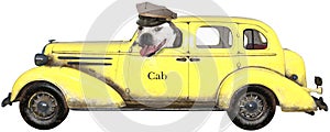 Funny Taxi Cab Dog, Isolated, Bulldog