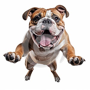 Funny Bulldog Leaping With Joy In High-resolution Image