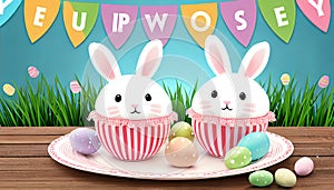 Funny bunny easter eggs Holidays banner