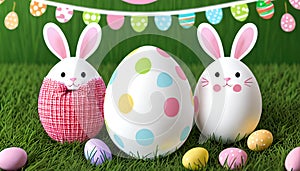 Funny bunny easter eggs Holidays banner