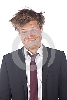 Funny business man with spiky hair