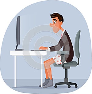 Funny Business Man Working From Home Vector Cartoon