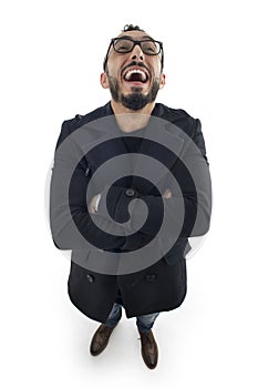 Funny Businessman with Crazy Expression isolated