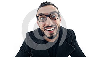 Funny Businessman with Crazy Expression isolated