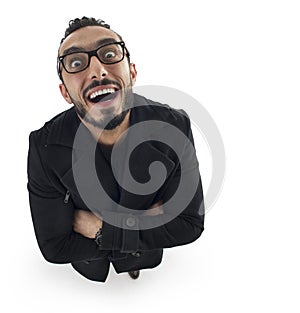 Funny Businessman with Crazy Expression isolated