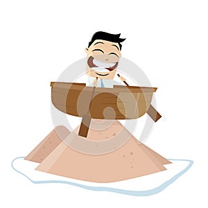 Funny businessman is running aground photo