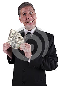 Funny Businessman Smile Cash Bonus Money photo