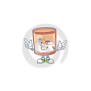 Funny candle in glass cartoon character style with Wink eye