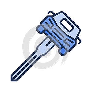 Funny Car Key vector Rental concept blue icon or sign