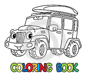 Funny car or offroader with eyes coloring book