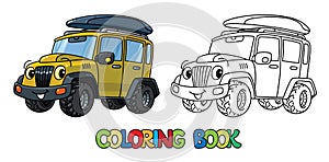 Funny car or offroader with eyes coloring book