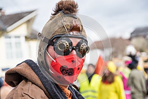 funny carnival disguise and costume of a man