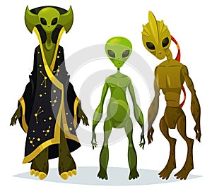Funny cartoon aliens or extraterrestrial invaders photo