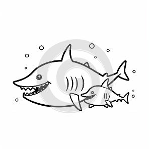 Funny Cartoon Baby Shark Coloring Page