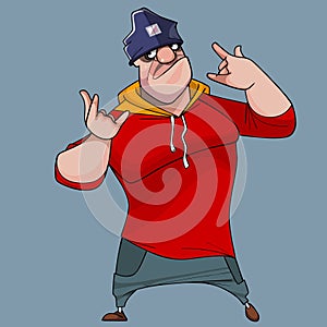 Funny cartoon big guy posing in sportswear