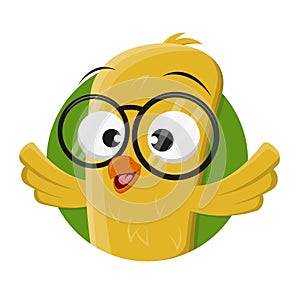 funny cartoon bird with glasses